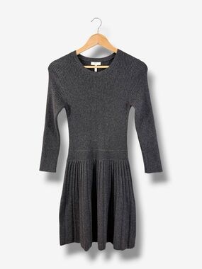 Joie Gray Sweater Dress Size S Wool Cashmere Rib Knit Pleated Casual Minimalist